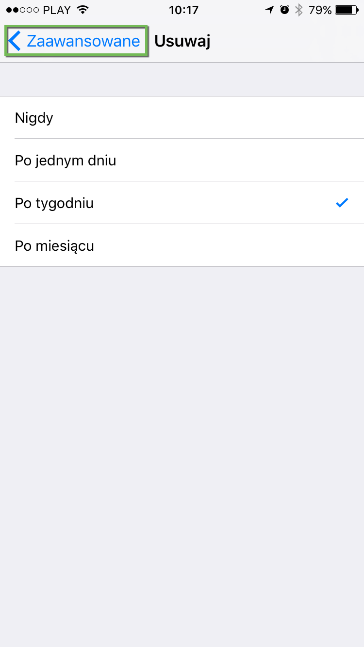 Czas usuwania wiadomości email na iPhonie