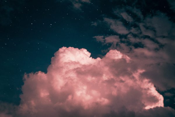 pink cloud on a night sky